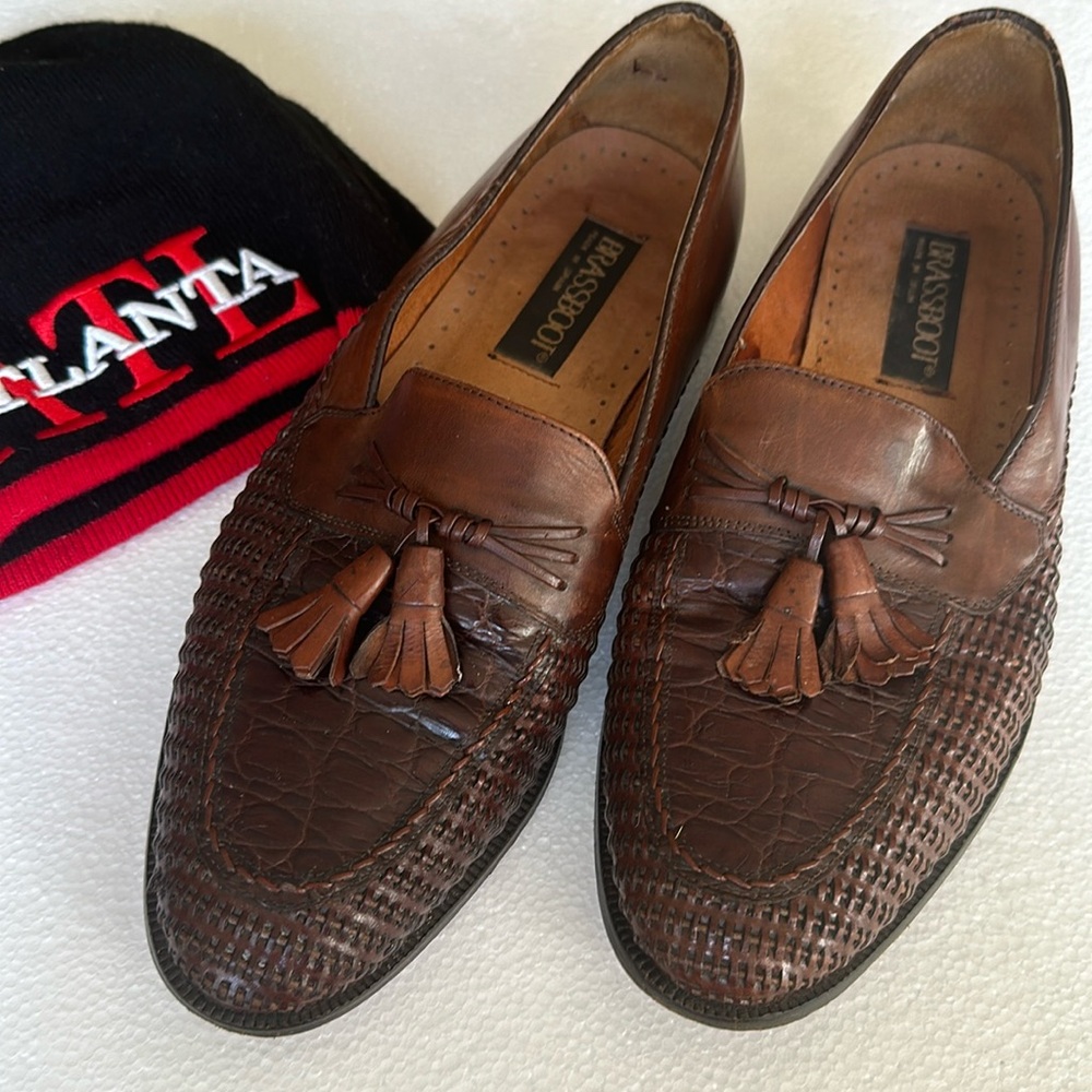 Brass Boot Mens Brown Leather Tassel Loafers Slip On Casual Shoes SZ 9